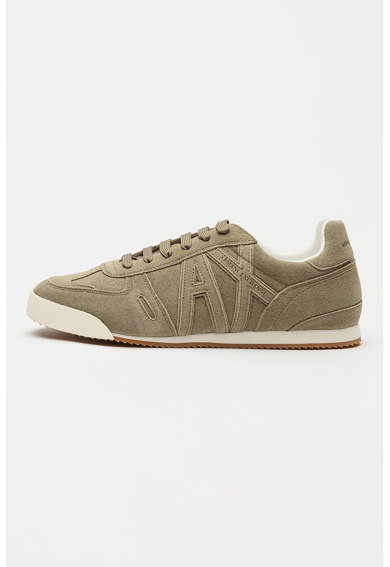 Pantofi sport din piele intoarsa cu imprimeu logo - Kaki