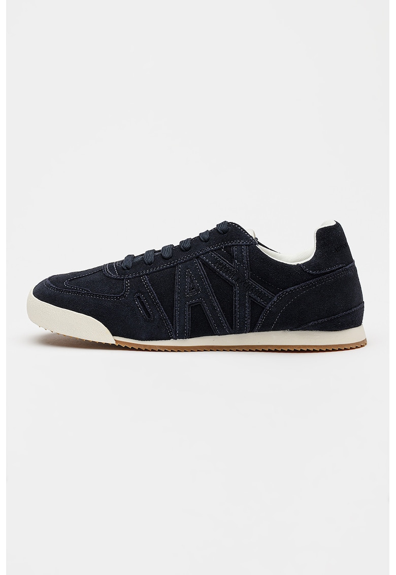 Pantofi sport din piele intoarsa cu imprimeu logo - Albastru ultramarin