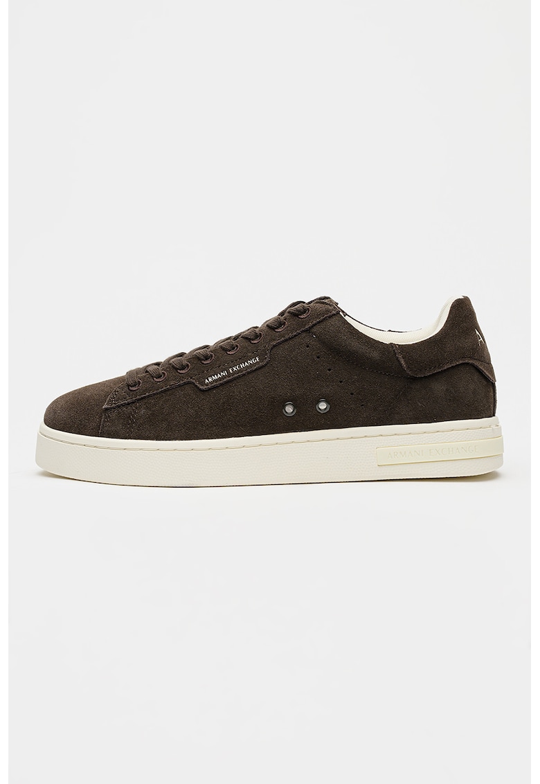 Pantofi sport low-cut din piele intoarsa - Maro inchis