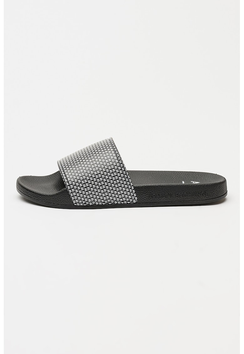 Papuci cu model monograma - Alb/Negru