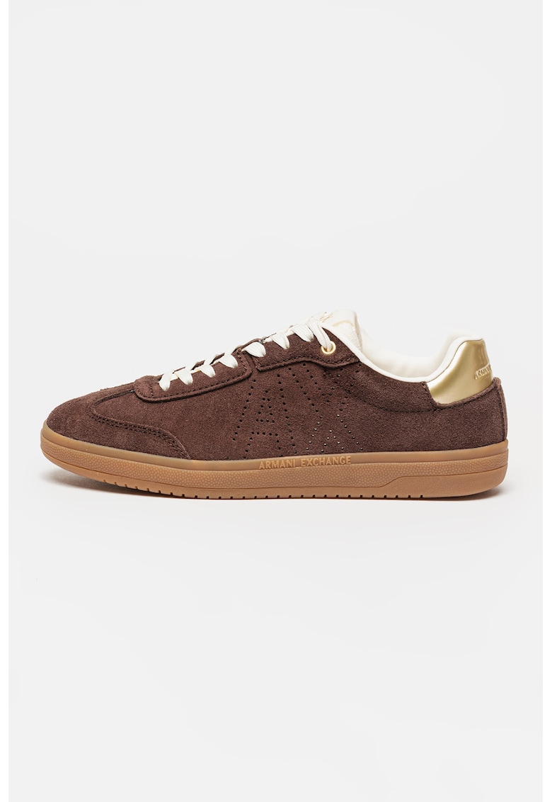 Pantofi sport low-cut de piele intoarsa - Maro inchis