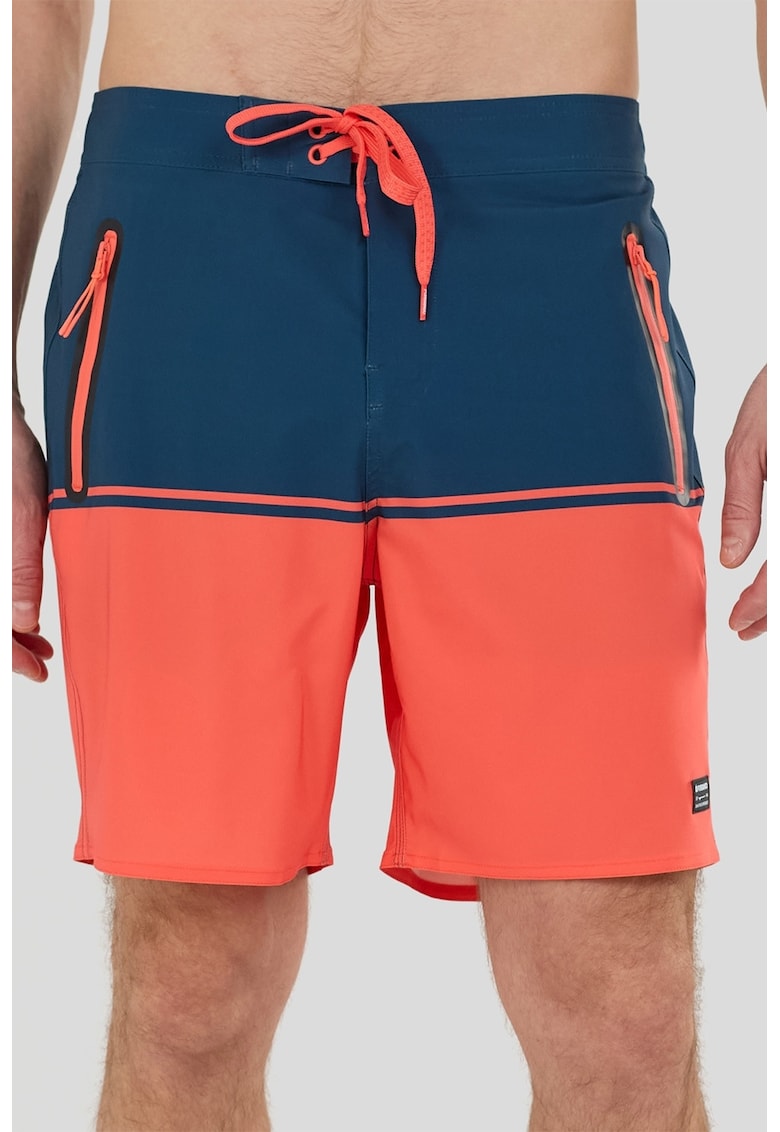 Pantaloni scurti de baie cu buzunare cu fermoar Morris - Portocaliu mandarina/Bleumarin