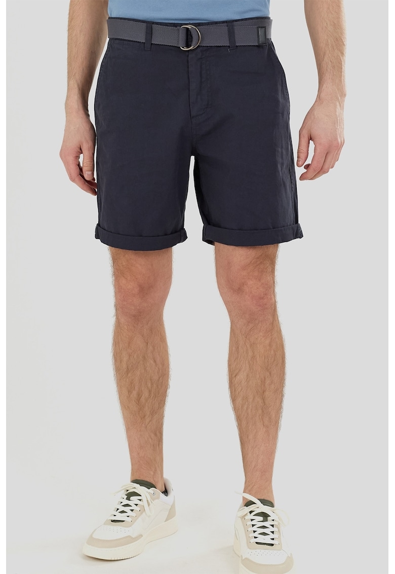 Pantaloni scurti chino cu croiala regular-fit si curea in talie North - Negru