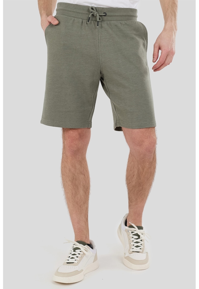 Pantaloni scurti de trening cu croiala regular-fit si snur Delon - Verde feriga