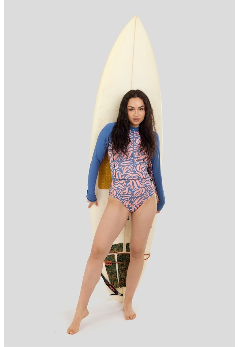 Costum de baie intreg cu maneci lungi Dolphin - Portocaliu/Albastru inchis