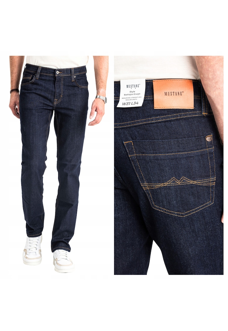 Blugi Albastri Straight Fit - Talie Medie - Albastru