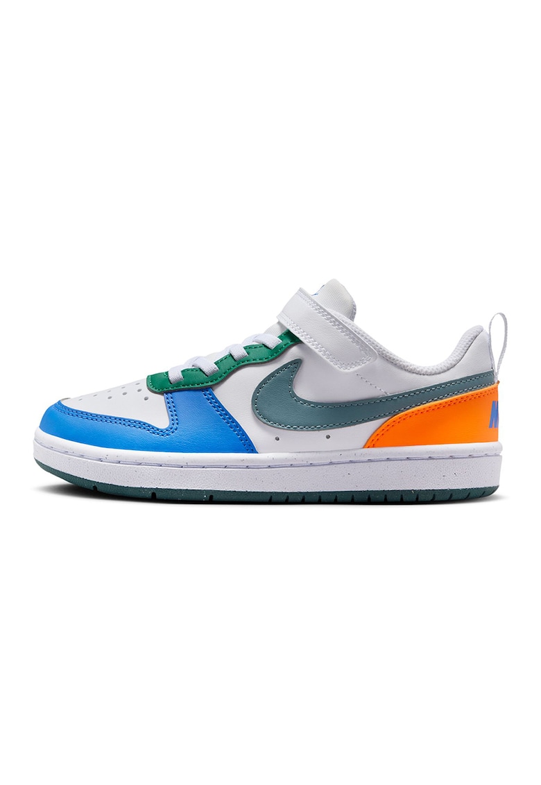 Pantofi sport Court Borough din piele ecologica cu inchidere velcro - Alb/Verde/Albastru