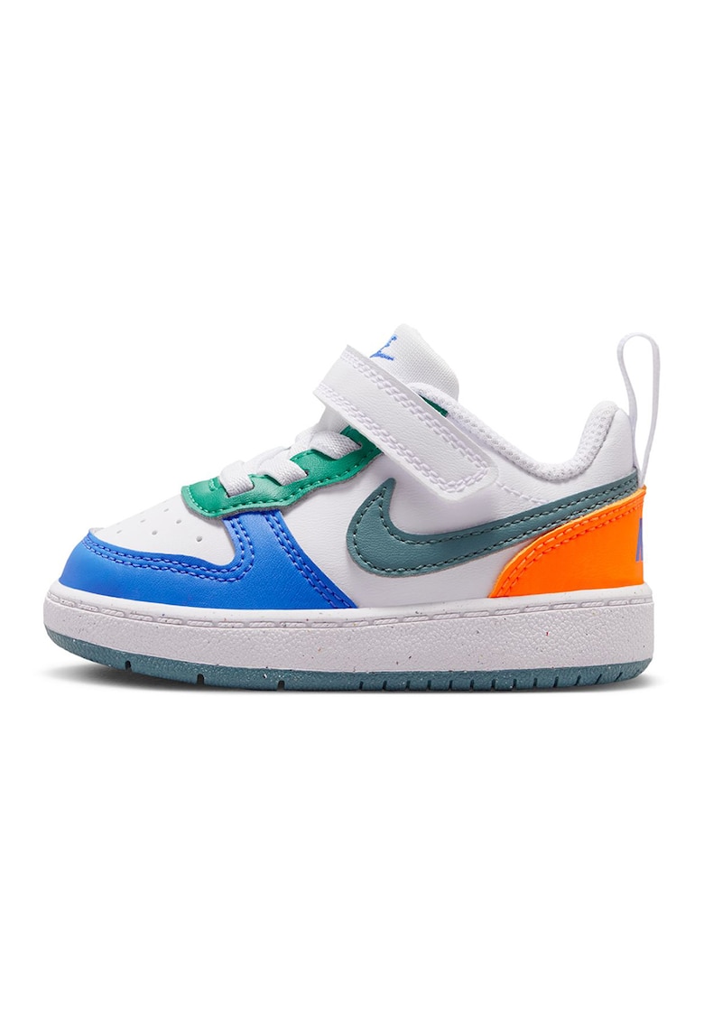 Pantofi sport Court Borough cu inchidere velcro - Alb/Verde/Albastru