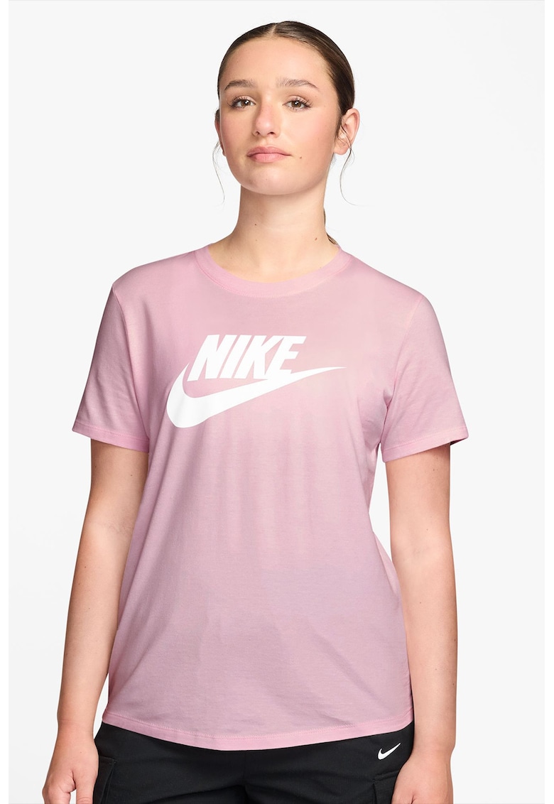 Tricou cu imprimeu logo Essentials - Alb/Roz pastel