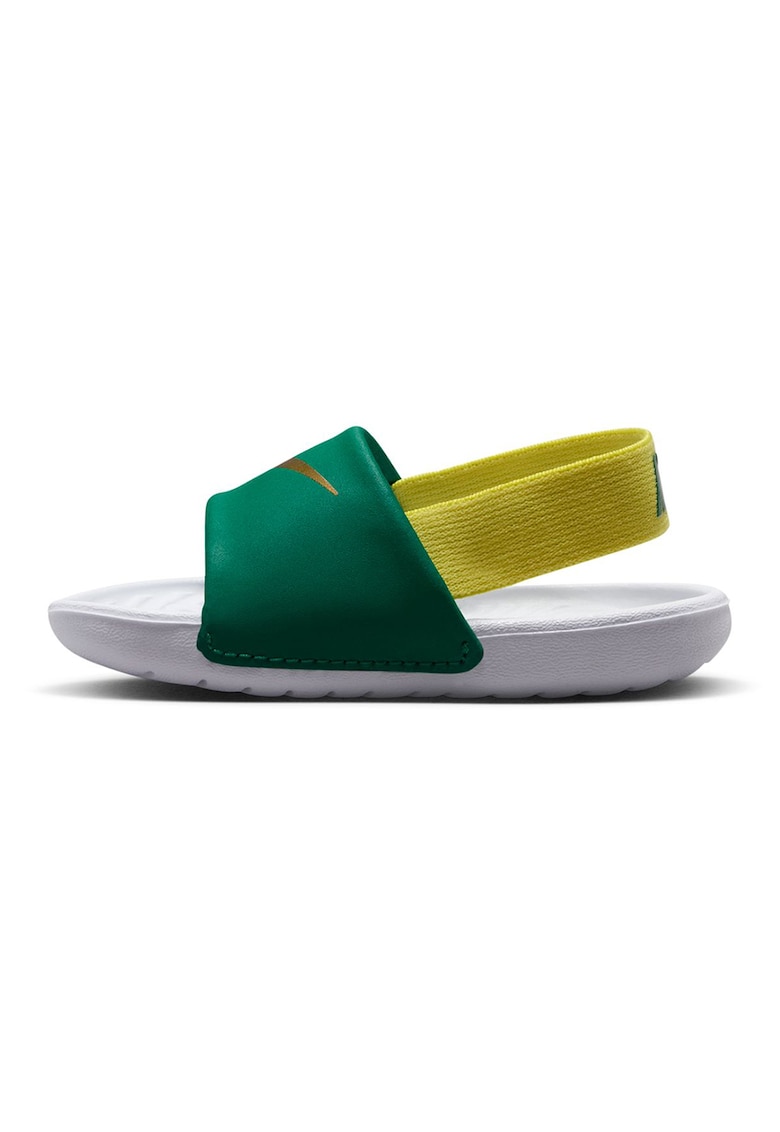 Papuci Kawa cu bareta pe partea din spate - Alb/Galben/Verde englez