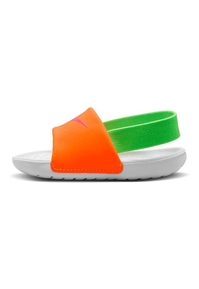 Papuci Kawa cu bareta pe partea din spate - Alb/Portocaliu neon/Verde lime