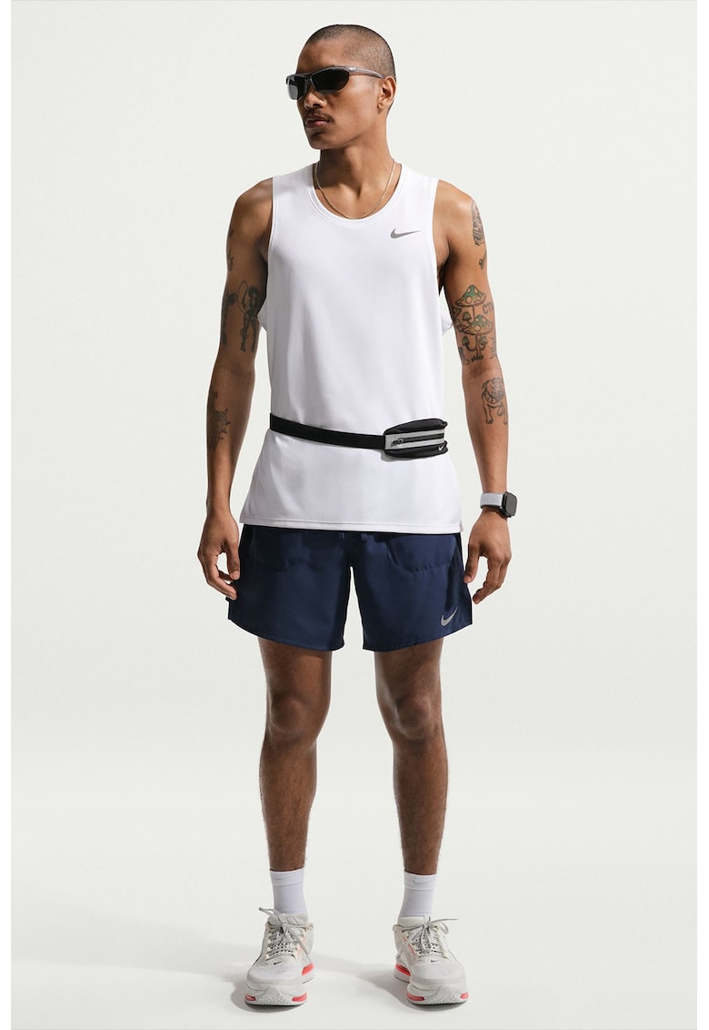 Pantaloni scurti cu model 2 in1 pentru alergare Stride - Bleumarin