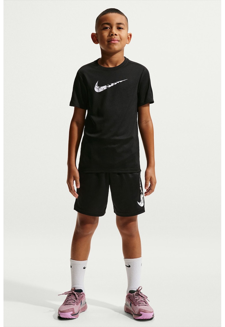 Tricou cu Dri-Fit si impirmeu logo pe piept pentru fitness - Alb/Negru