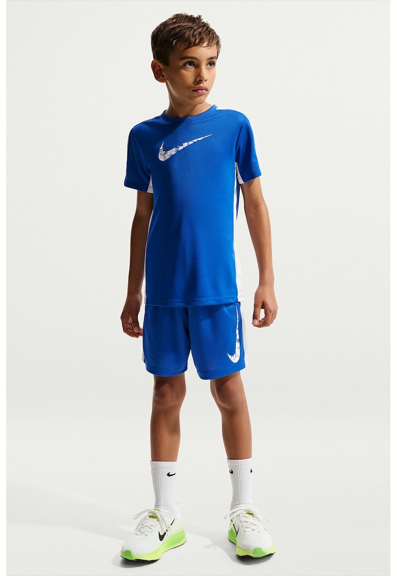 Tricou cu Dri-Fit si impirmeu logo pe piept pentru fitness - Alb/Albastru royal