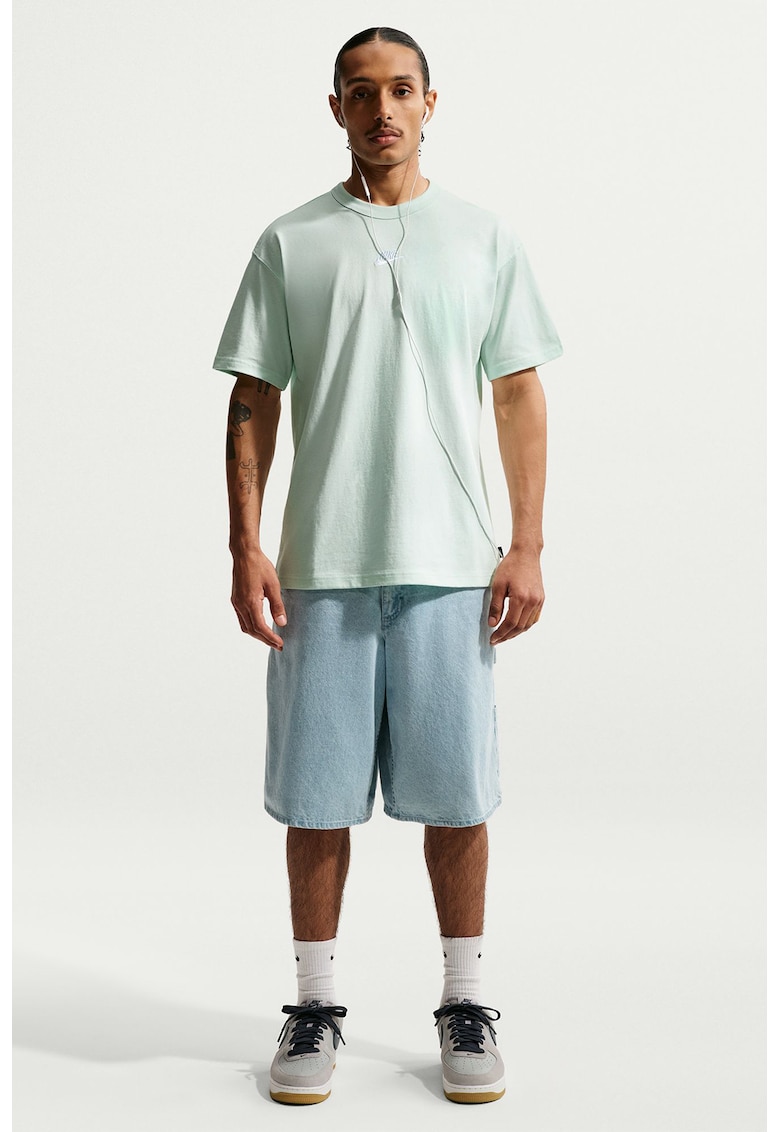 Tricou relaxed fit cu broderie logo Premium Essentials - Verde pal