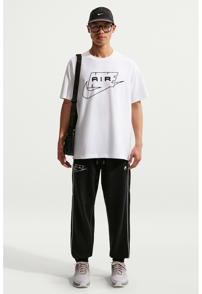 Tricou lejer cu imprimeu logo pe piept - Alb/Negru