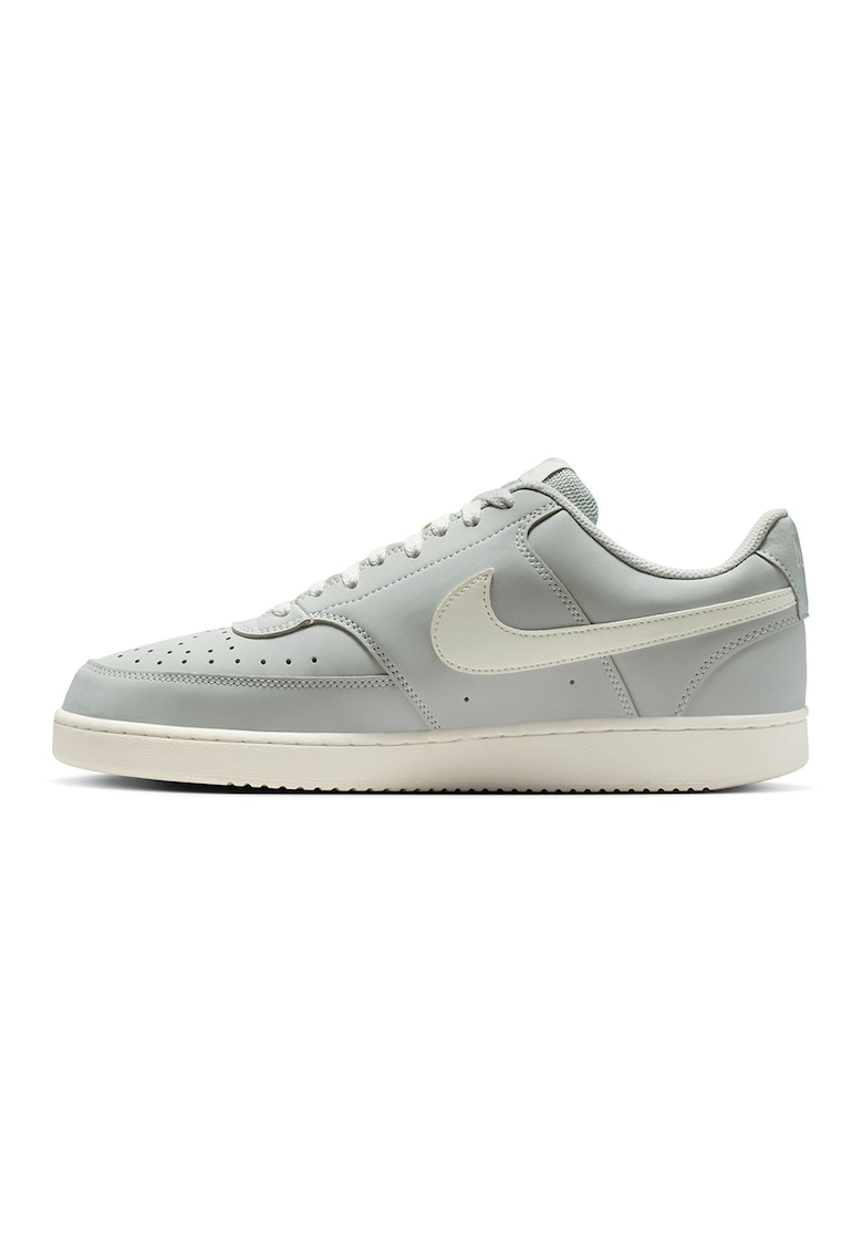 Pantofi sport Court Vision LO V2 din piele ecologica - Alb/Gri marmorat