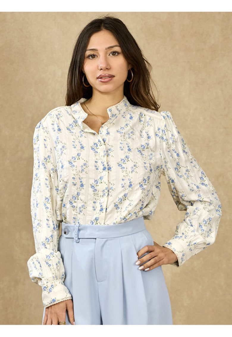 Camasa ivory din bumbac cu imprimeu ASD97216 M9 19842 - Bej