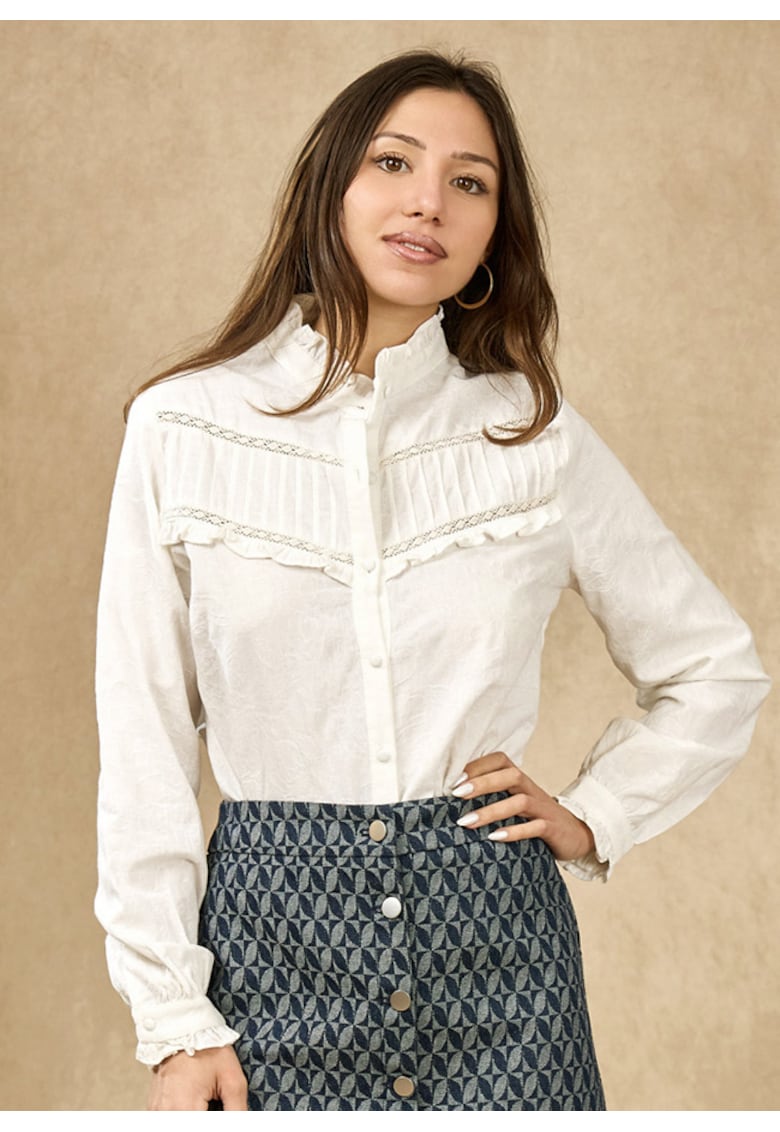 Camasa alba din bumbac cu broderie 4880T M9 19866 - Alb