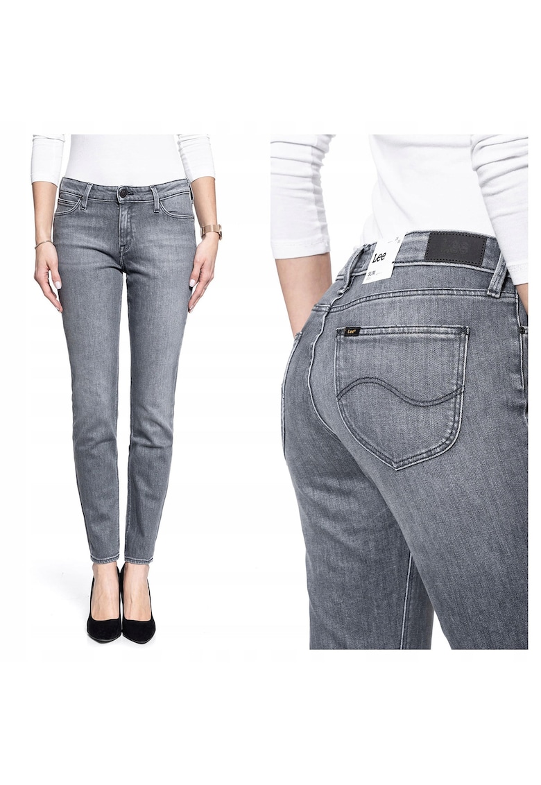 Blugi Dama - Elly - Slim Fit - Talie Medie - 5 Buzunare - Lungi - Fermoar - Bumbac - W28-L33 US - Gri