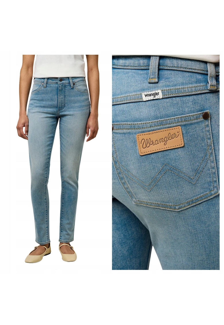 Blugi Dama - Skinny High - Slim Fit - Talie Inalta - 5 Buzunare - Lungi - Fermoar - Bumbac - Albastru - Albastru