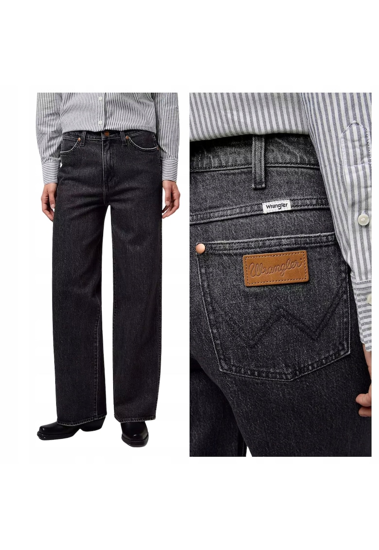 Blugi Dama - Loose Straight - Straight Fit - Talie Inalta - 5 Buzunare - Lungi - Fermoar - Bumbac - Gri - Gri