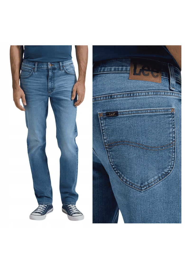 Blugi Barbati - Rider - Slim Fit - Talie Medie - Lungi - Fermoar - 5 Buzunare - Bumbac - W32-L30 US - Albastru