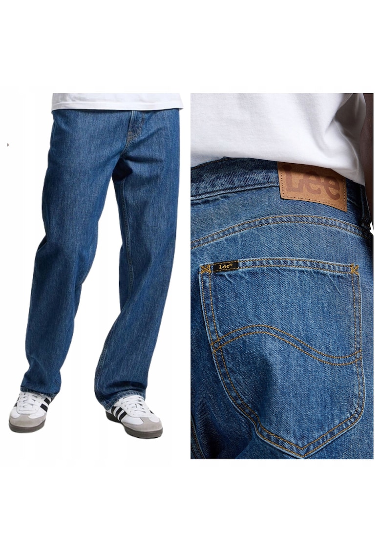Blugi Barbati - Asher - Loose Fit - Talie Medie - Lungi - Fermoar - 5 Buzunare - Bumbac - Albastru