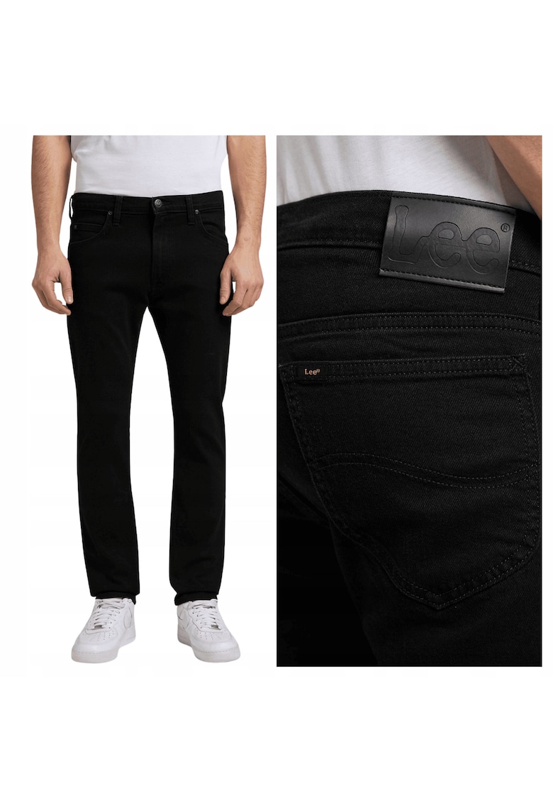 Blugi Barbati - Rider - Slim Fit - Talie Medie - Lungi - Fermoar - 5 Buzunare - Bumbac - Negru - Negru