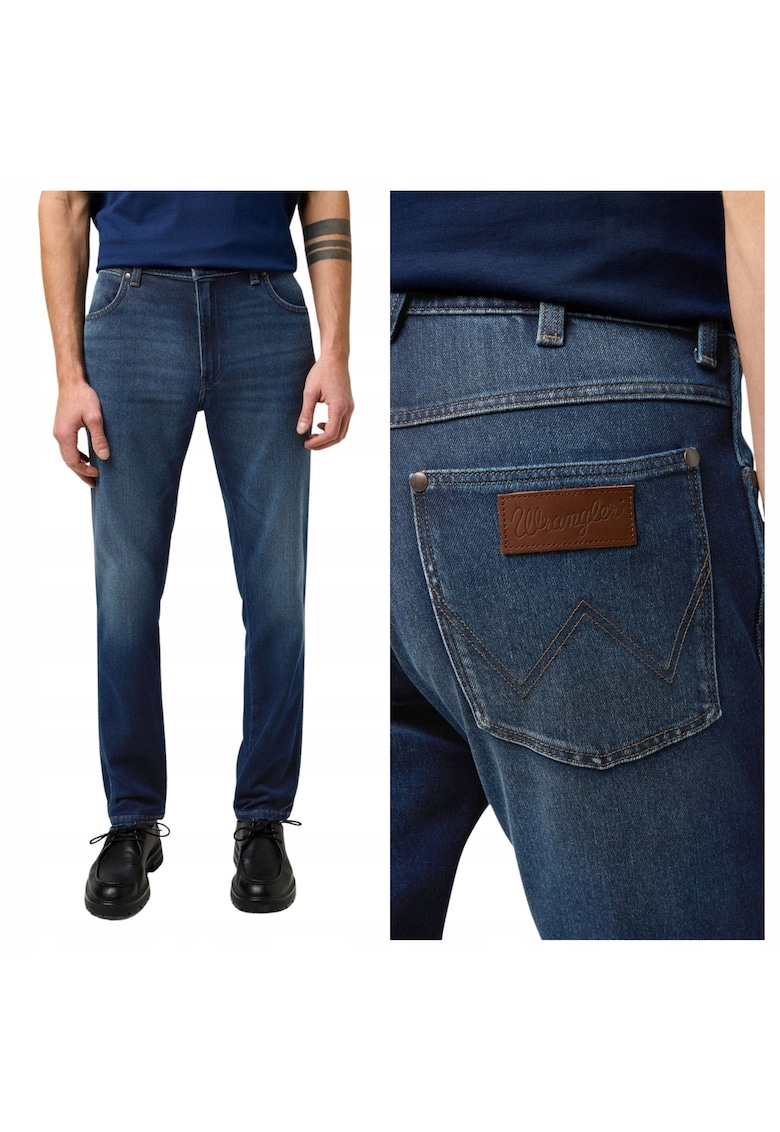 Blugi Barbati - River - Slim Fit - Talie Medie - Lungi - Fermoar - 5 Buzunare - Bumbac - W32-L32 US - Albastru