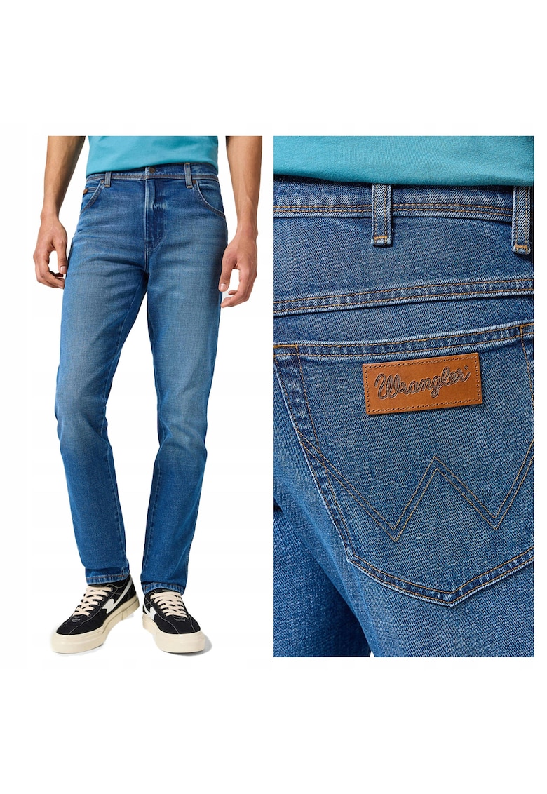 Blugi Barbati - Texas Slim - Slim Fit - Talie Medie - Lungi - Fermoar - 5 Buzunare - Bumbac - W38-L30 US - Albastru