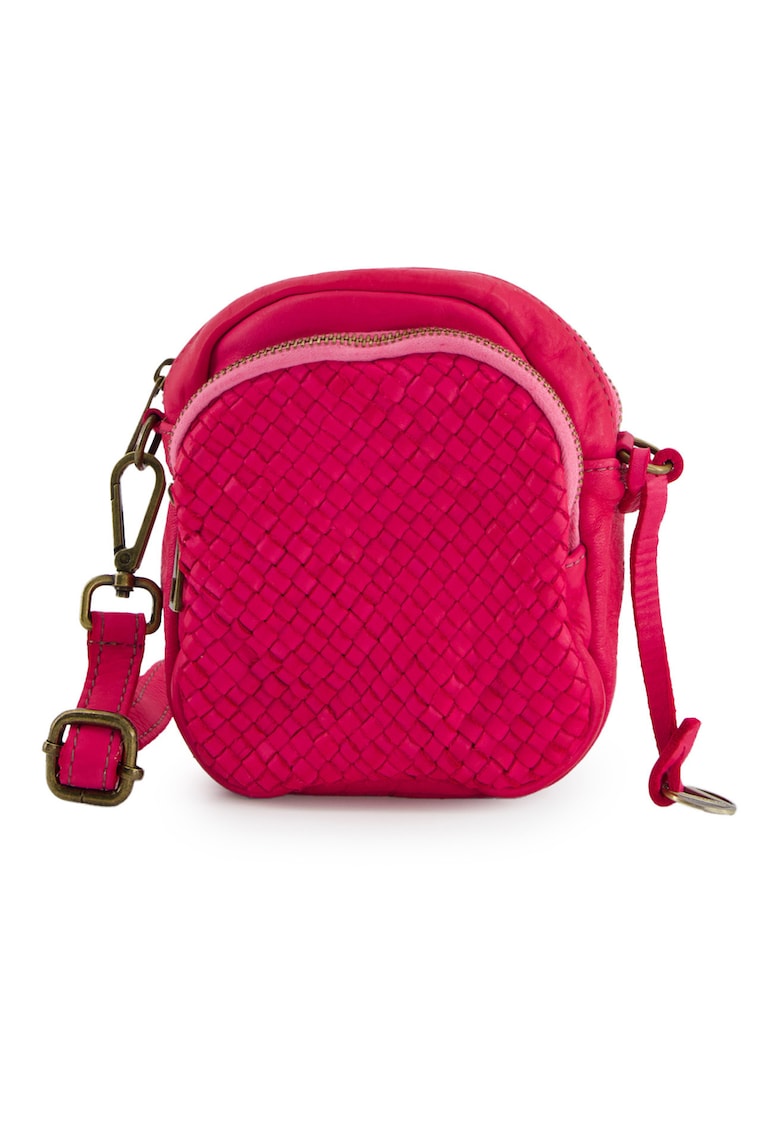 Geanta crossbody cu model impletit - Roz