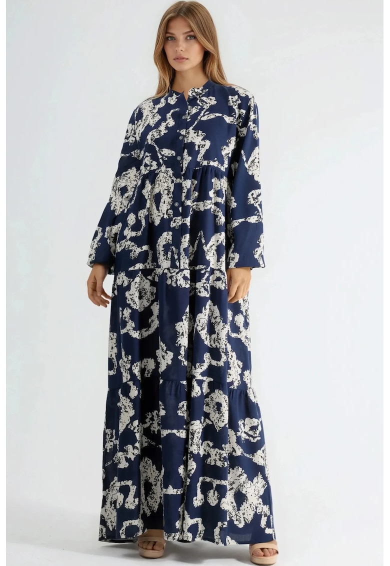 Rochie maxi - cu decolteu in V - bleumarin