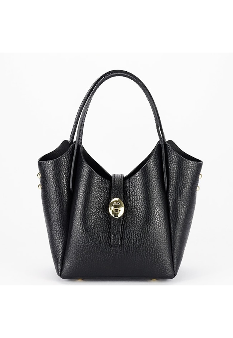 Geanta mica din piele naturala 2057 131 - Negru - 16x16x10