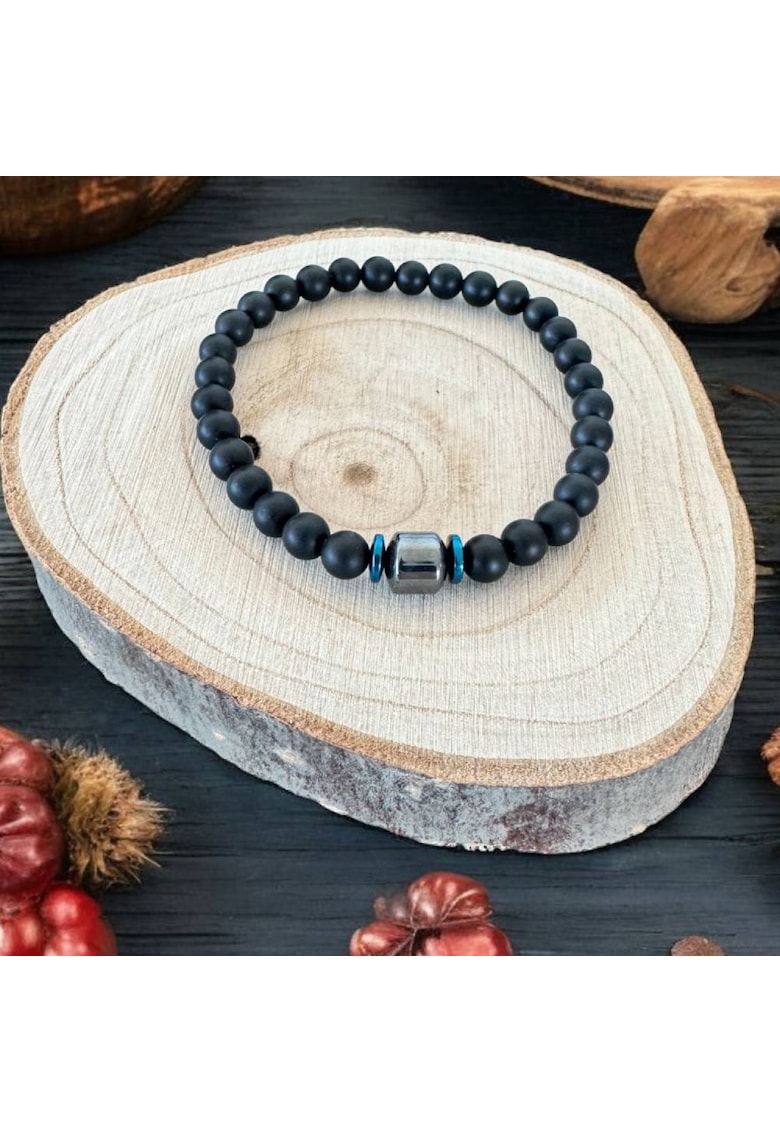 Bratara barbati handmade din pietre de onix mat si hematit - Gaston