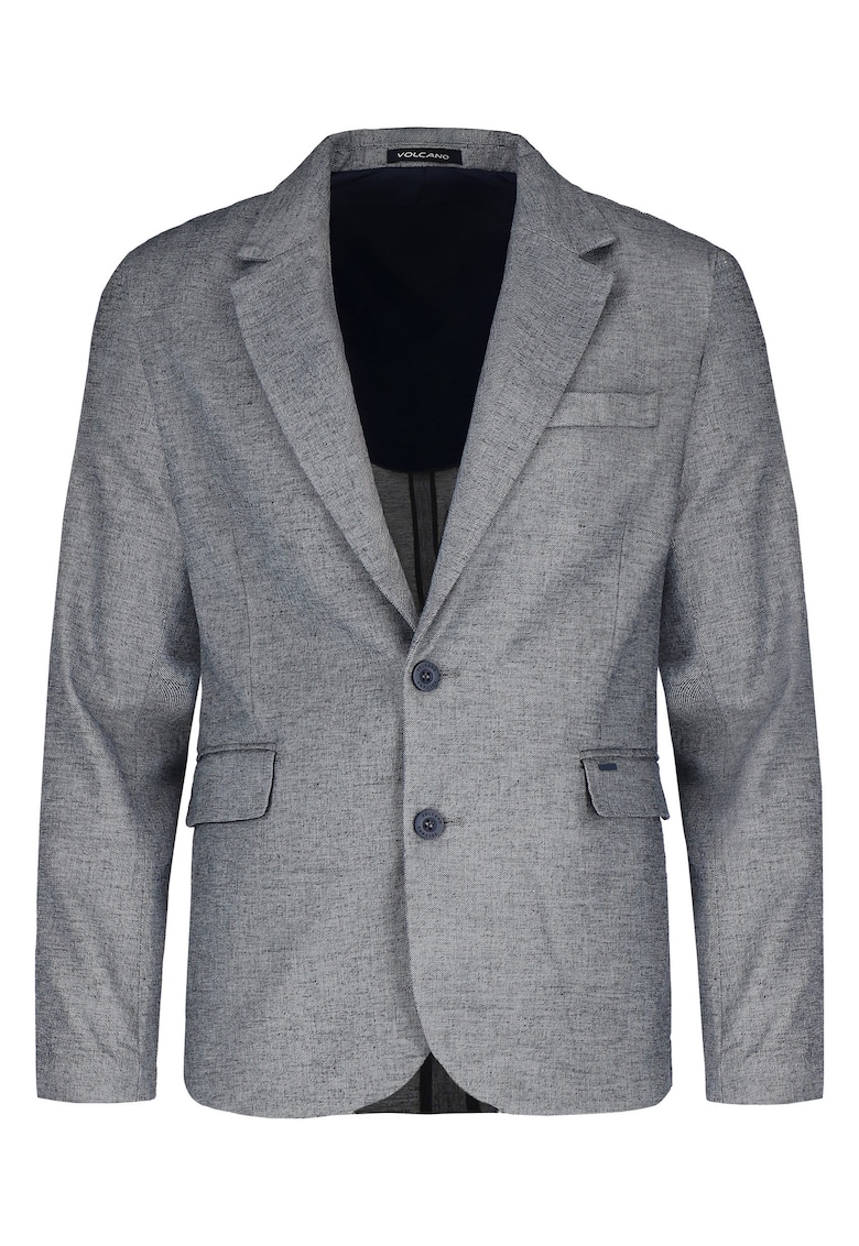 Sacou cu un rand de nasturi - din amestec de in - buzunare cu clapa - Regular Fit - JB-Auro - gri melange - Gri melange