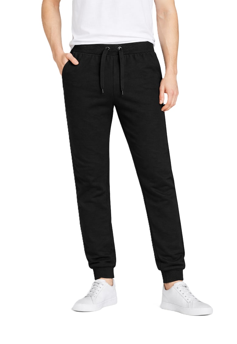 Pantaloni de trening cu buzunare cu refilet - Negru