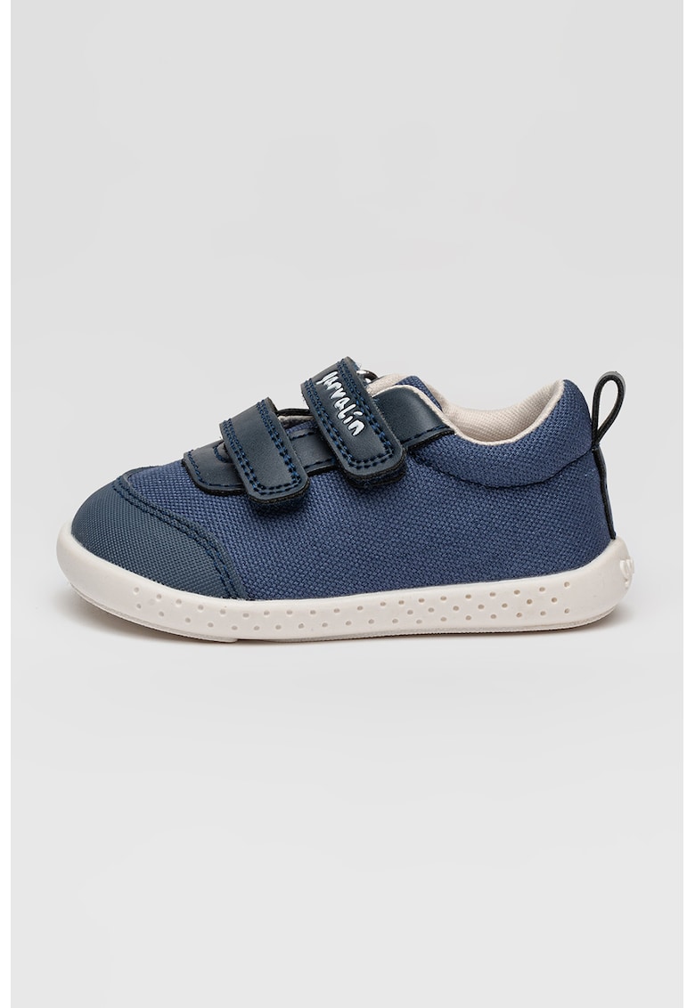 Pantofi sport cu velcor si insertii de panza - Albastru inchis