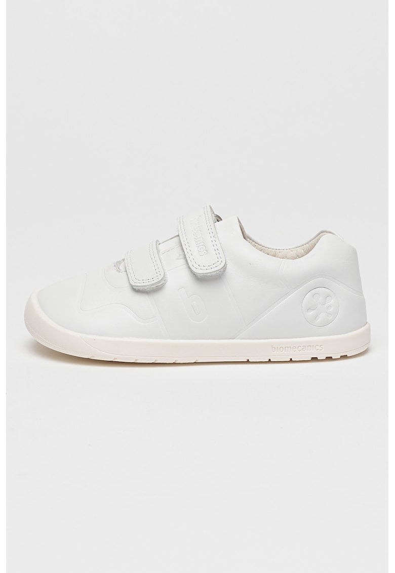 Pantofi sport de piele cu velcro - Alb