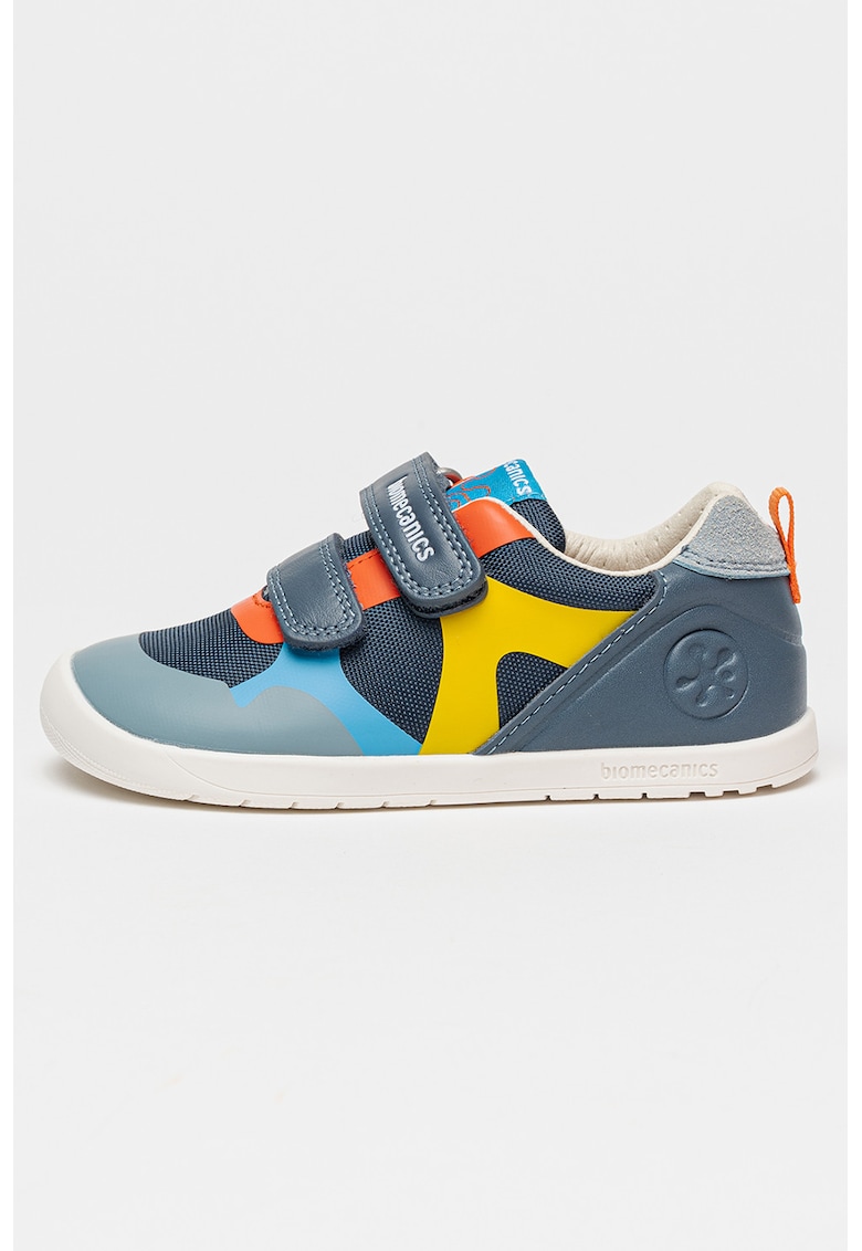 Pantofi sport low-cut cu velcro - Portocaliu/Albastru inchis