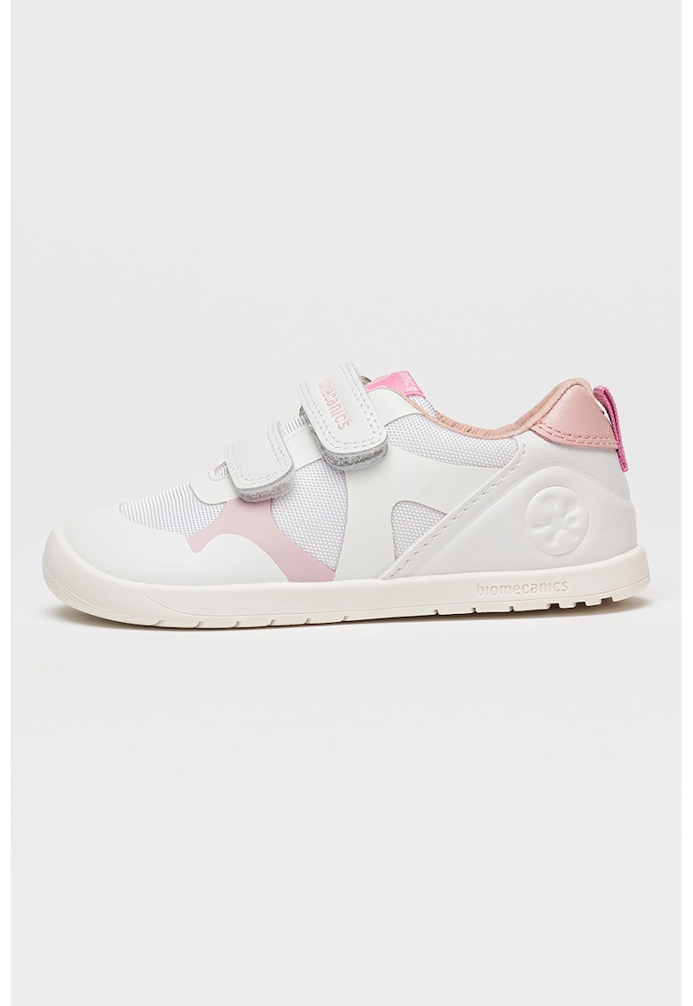Pantofi sport low-cut cu velcro - Alb/Roz