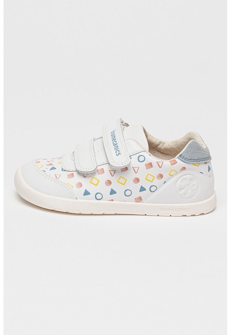 Pantofi sport cu imprimeu si velcro - Alb/Albastru prafuit