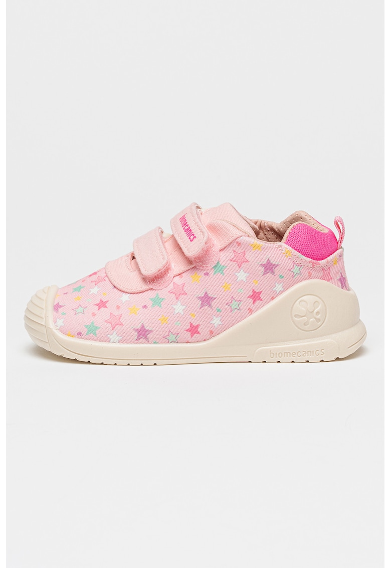 Pantofi sport cu imprimeu si velcro - Roz