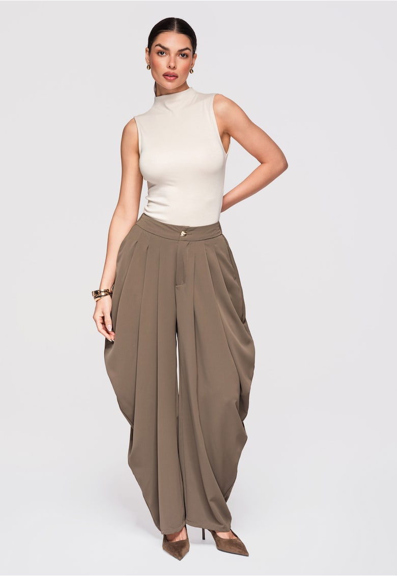 Pantaloni eleganti cu croi larg OW-PA-E0004 - Kaki