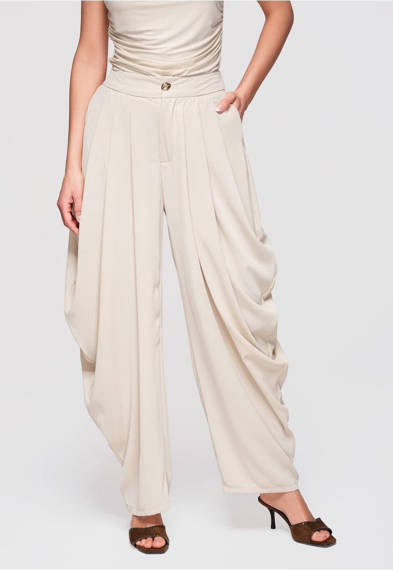 Pantaloni eleganti cu croi larg OW-PA-E0004 - Bej