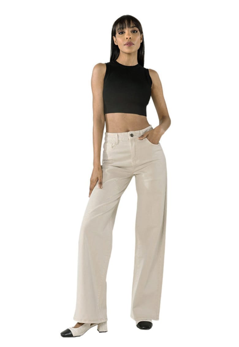 Pantaloni crem Evazati J251-25 M9 19874 - Crem