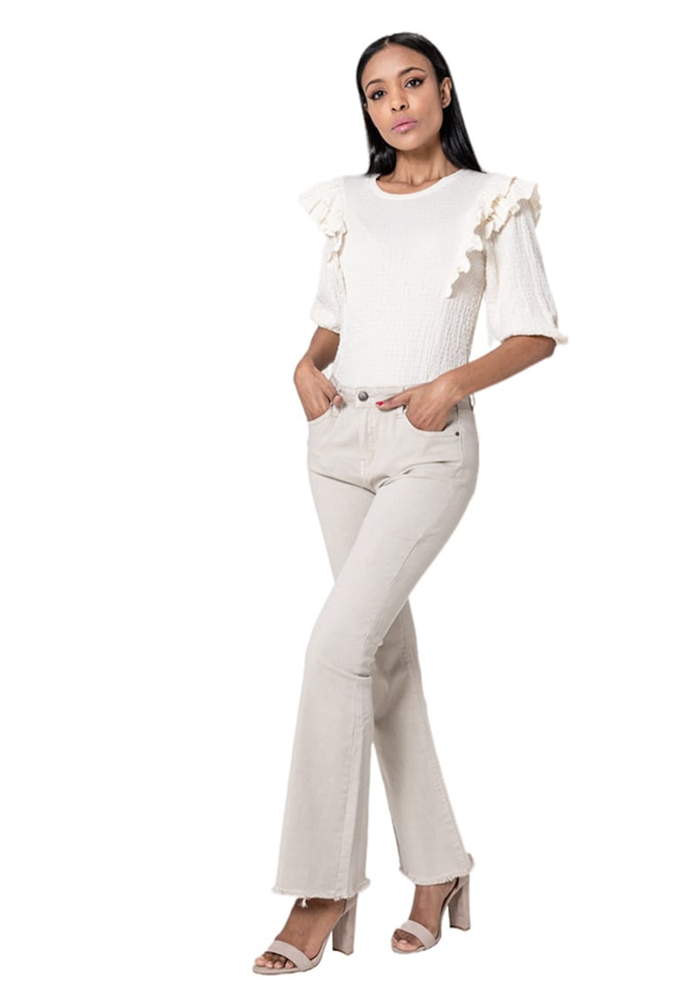 Pantaloni crem Evazati J230-25 M7 19884 - Crem