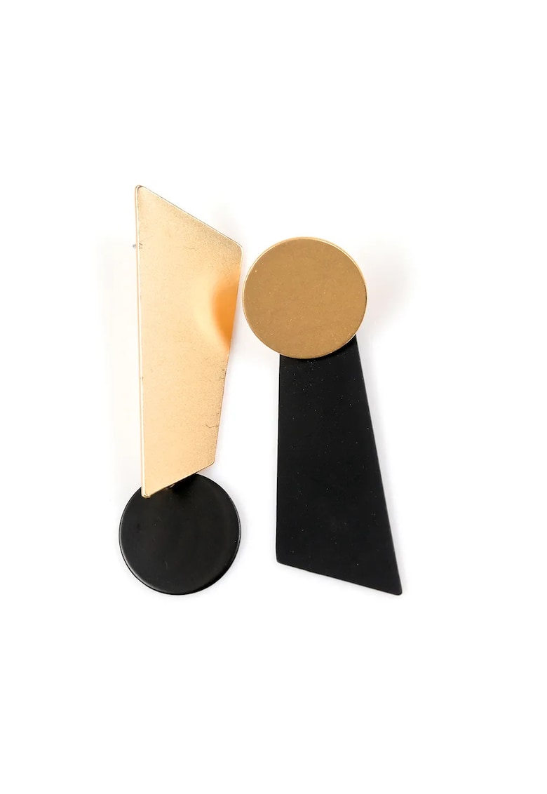 Cercei bicolori geometrice aurii și negri 2x6cm