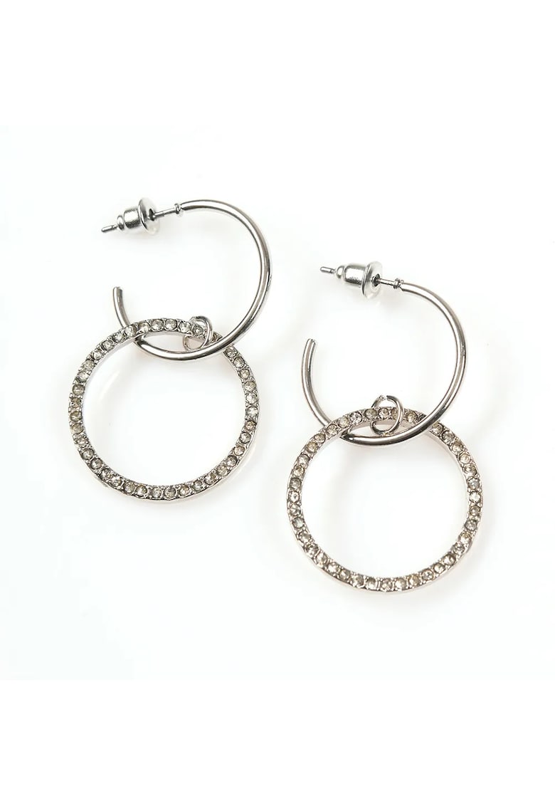 Cercei cerc cu pietre argintii - 2.5x4cm - din aliaj zinc