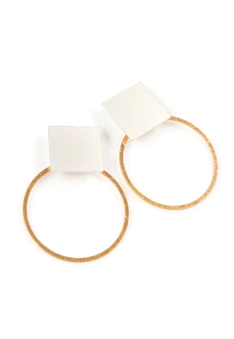 Cercei rotunzi aurii - 4.8x6.5cm - cu clips